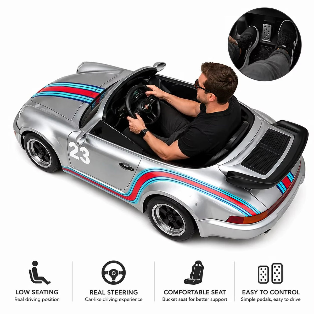 72V 2500W Electric Drift Go Kart Retro Sports Car